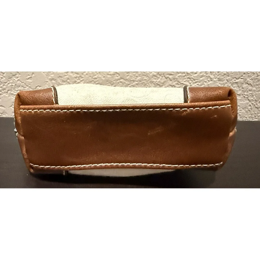 Rosetti Small Makeup Organizer Bag Ivory Dark Brown Vinyl Trim